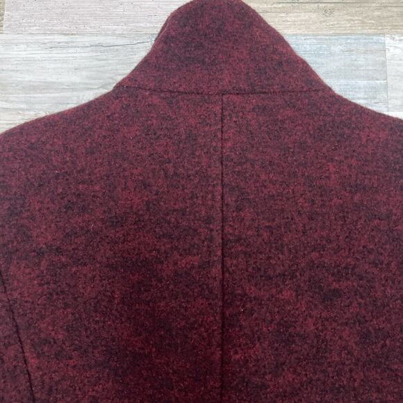 Ann Taylor Wool Tweed Snap Funnel Neck Coat Red 3/4 Sleeve Lined Womens 10 - Picture 5 of 7